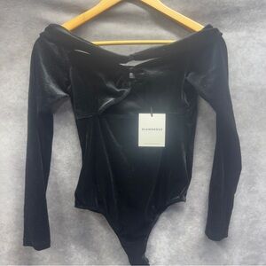 Glamorous Black Velvet Body Suit NWT Size Small